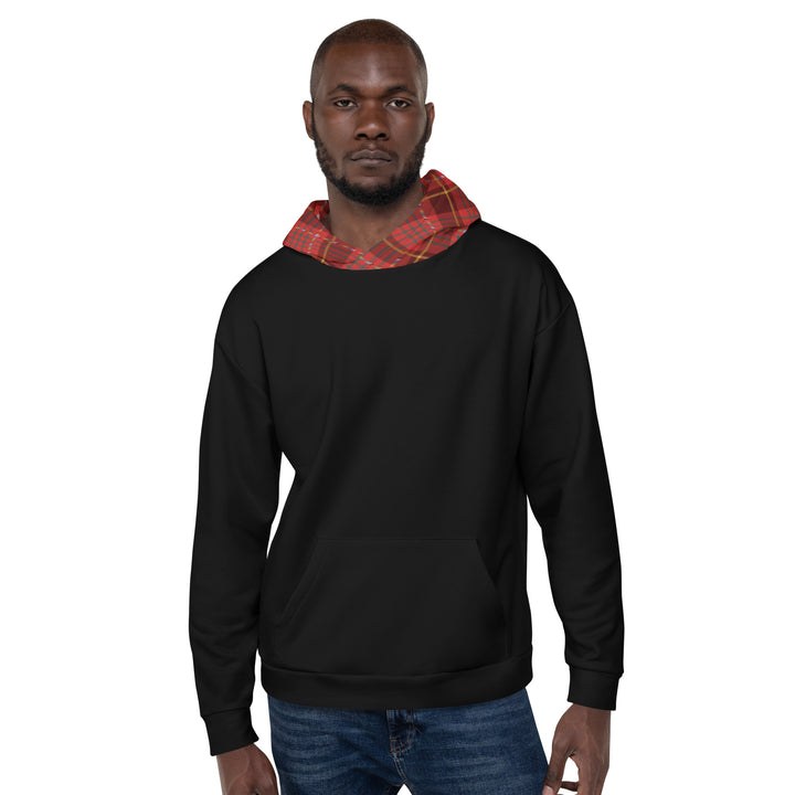 Black Hoodie With Red Pride Tartan Hood Hoodies AOP The Rainbow Stores