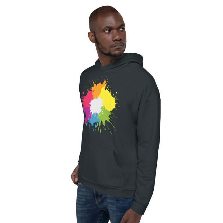 Blue Rainbow Paint Spatter Hoodie Hoodies AOP The Rainbow Stores