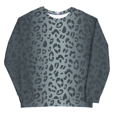 Blue Fade Leopard Print Sweatshirt With Trans Collar Flag Sweatshirts The Rainbow Stores