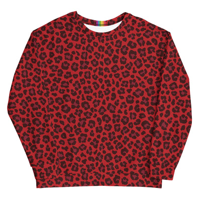 Red Leopard Print Sweatshirt With Rainbow Collar Flag Sweatshirts The Rainbow Stores