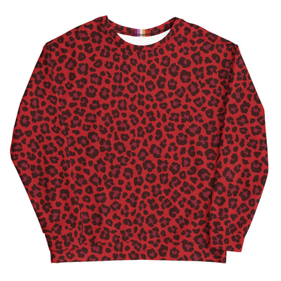 Red Leopard Print Sweatshirt With Lesbian Collar Flag Sweatshirts The Rainbow Stores