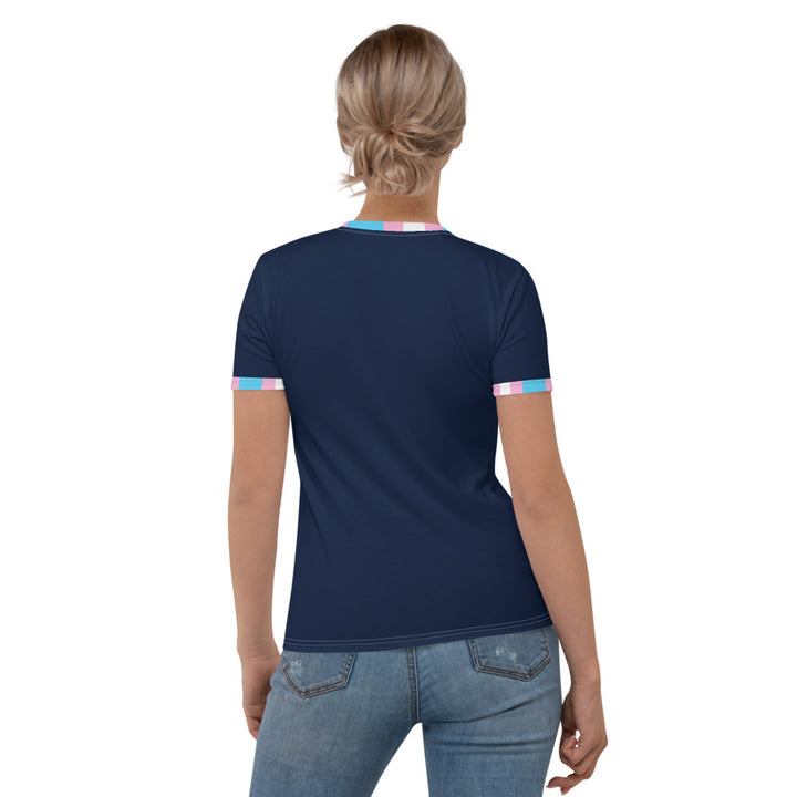 Trans Pride Flag Trim Blue Fitted T-Shirt AOP T-shirts The Rainbow Stores