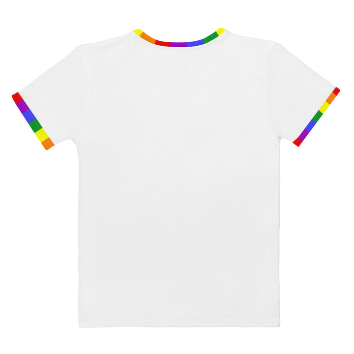 Classic Rainbow Flag Trim White Fitted T-shirt AOP T-shirts The Rainbow Stores