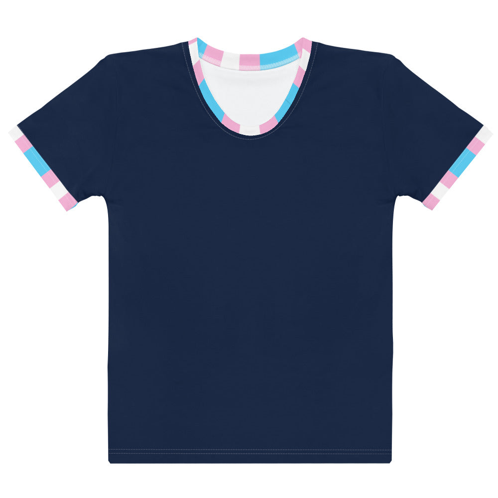 Trans Pride Flag Trim Blue Fitted T-Shirt AOP T-shirts The Rainbow Stores
