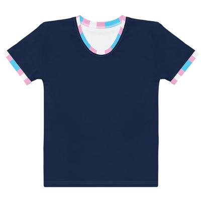 Trans Pride Flag Trim Blue Fitted T-Shirt T-shirts The Rainbow Stores