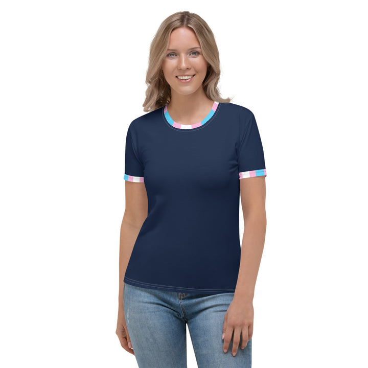 Trans Pride Flag Trim Blue Fitted T-Shirt AOP T-shirts The Rainbow Stores