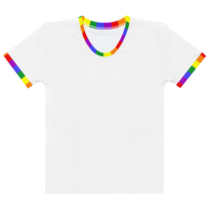 Classic Rainbow Flag Trim White Fitted T-shirt AOP T-shirts The Rainbow Stores