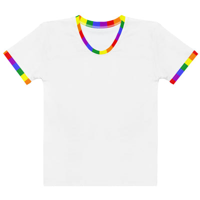 Classic Rainbow Flag Trim White Fitted T-shirt T-shirts The Rainbow Stores