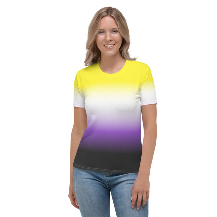 Non-Binary Ombre Pride Flag Fitted T-shirt AOP T-shirts The Rainbow Stores