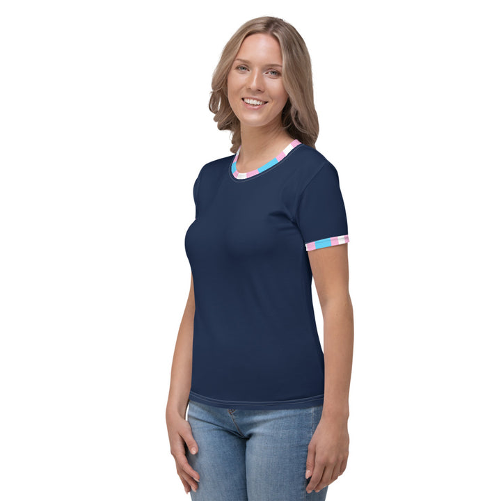 Trans Pride Flag Trim Blue Fitted T-Shirt AOP T-shirts The Rainbow Stores