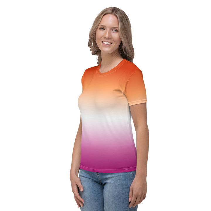 Lesbian Ombre Pride Flag Fitted T-shirt AOP T-shirts The Rainbow Stores