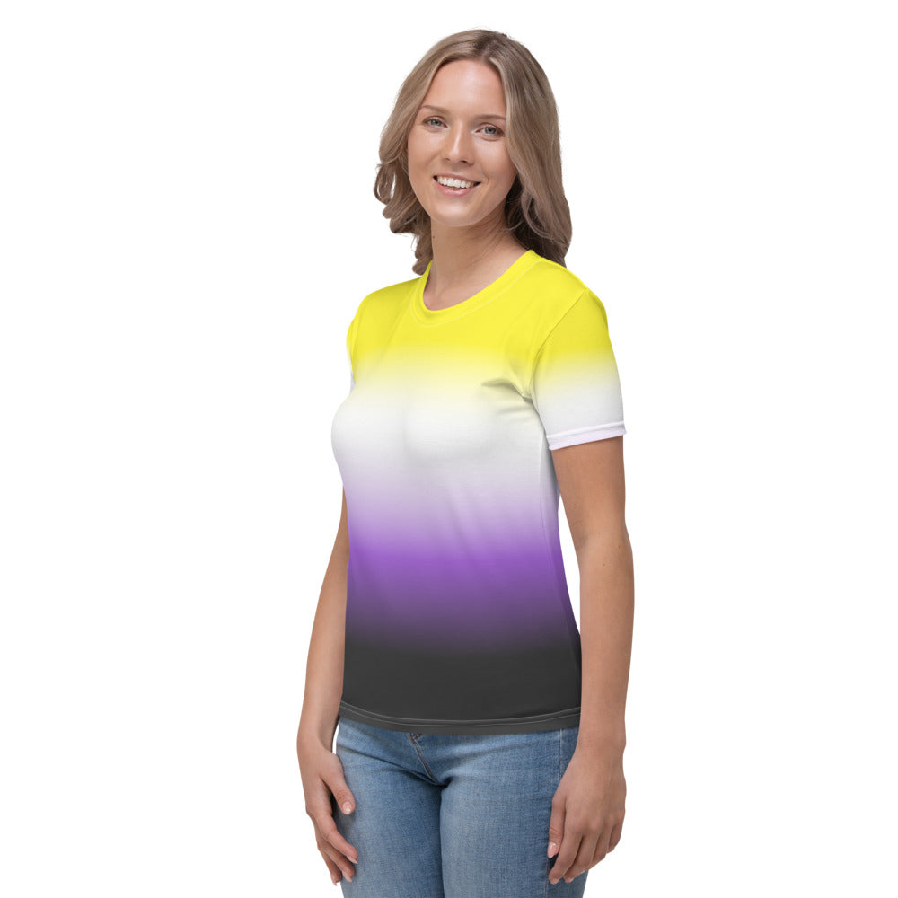 Non-Binary Ombre Pride Flag Fitted T-shirt AOP T-shirts The Rainbow Stores