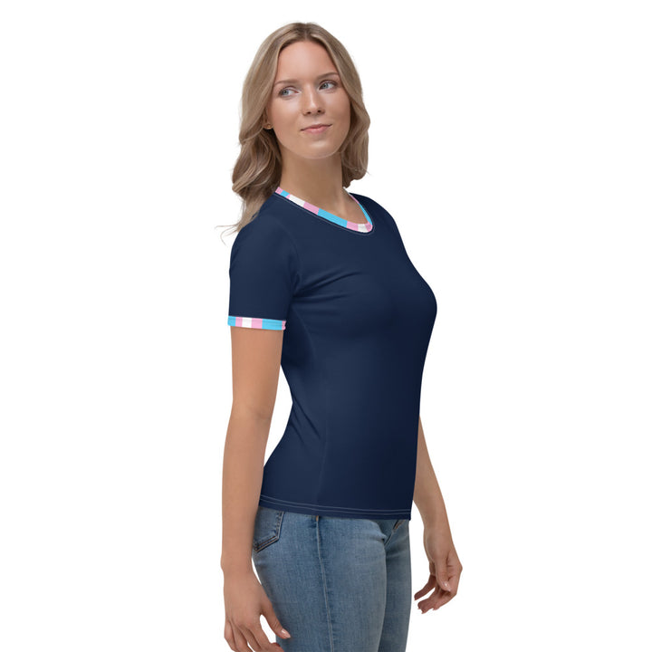 Trans Pride Flag Trim Blue Fitted T-Shirt AOP T-shirts The Rainbow Stores
