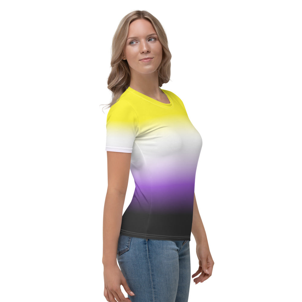 Non-Binary Ombre Pride Flag Fitted T-shirt AOP T-shirts The Rainbow Stores