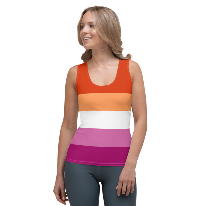 Lesbian Five Stripe Pride Flag Fitted Vest Vests and Tank Tops The Rainbow Stores