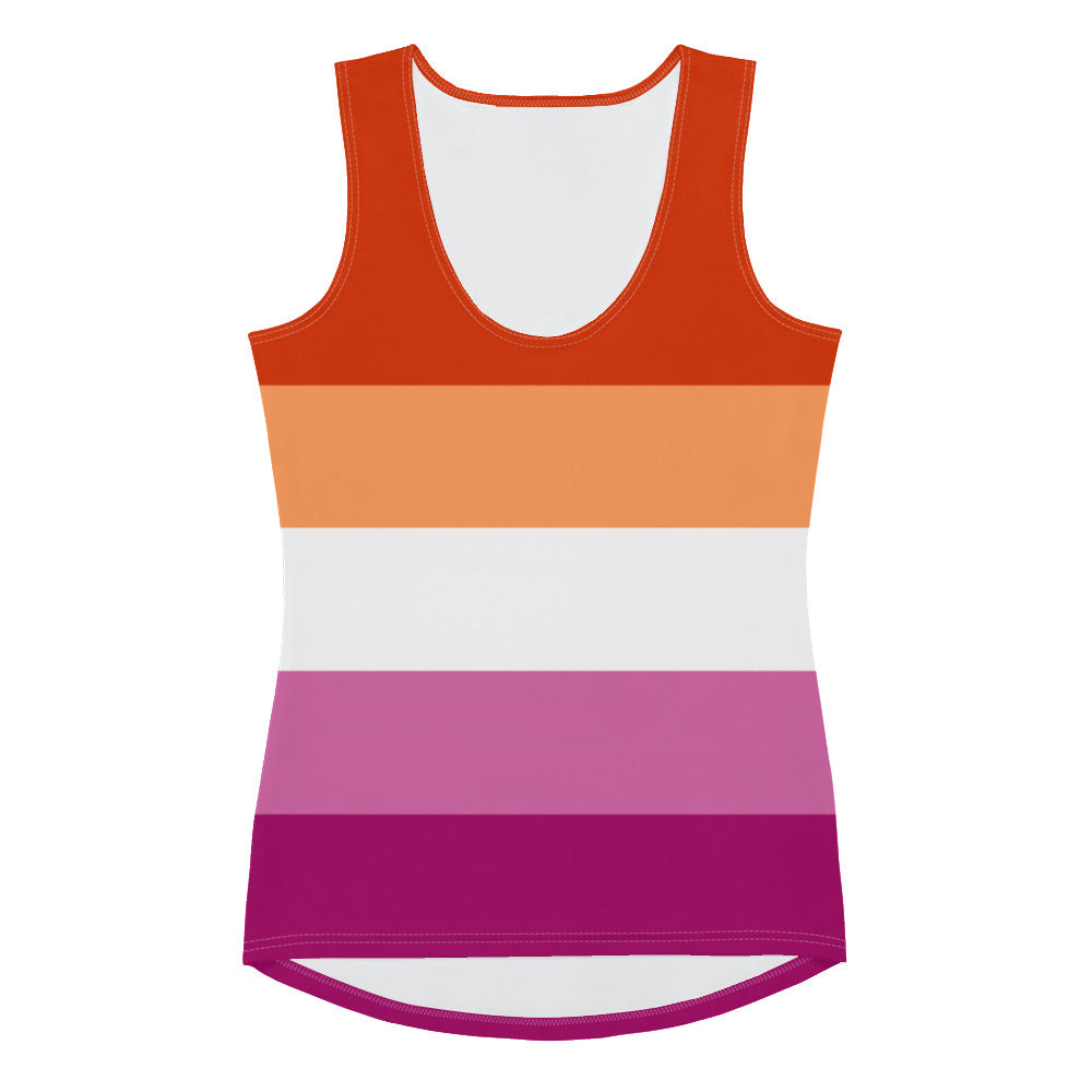 Lesbian Five Stripe Pride Flag Fitted Vest Vests and Tank Tops The Rainbow Stores