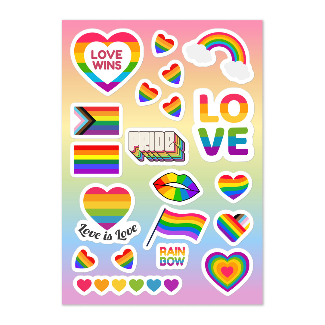 Rainbow Pride Hearts Sticker Sheet Stickers The Rainbow Stores