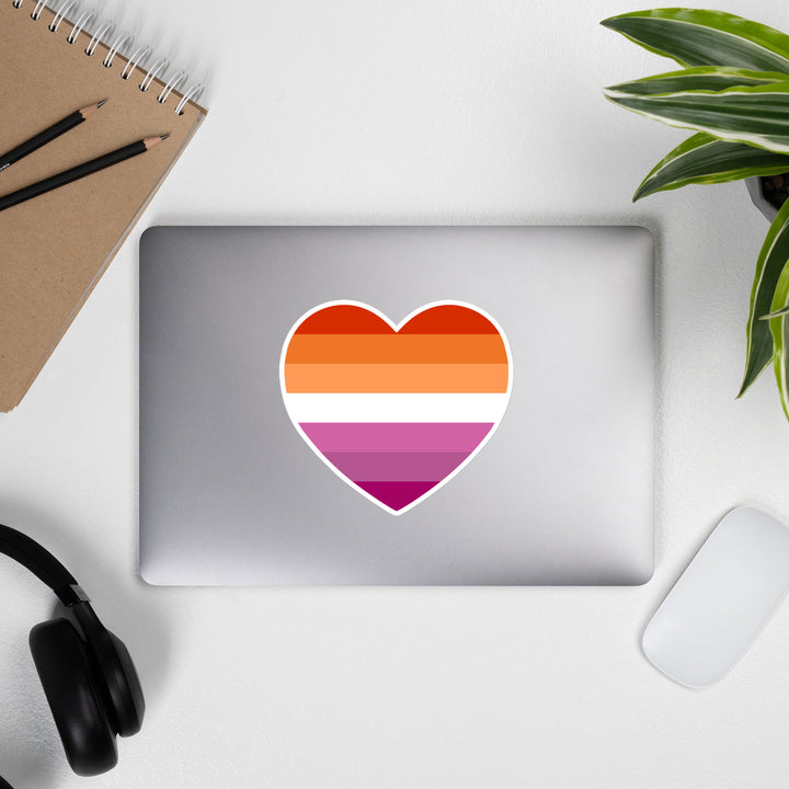 Lesbian 7 Stripe Flag Heart Sticker Stickers The Rainbow Stores