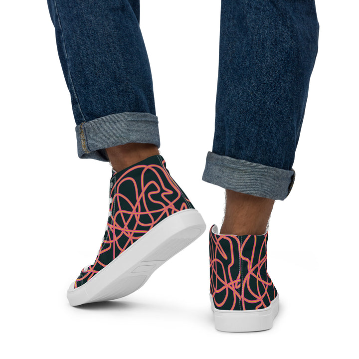 Pink Neon Squiggles High Top Trainers (male sizes) High Tops The Rainbow Stores