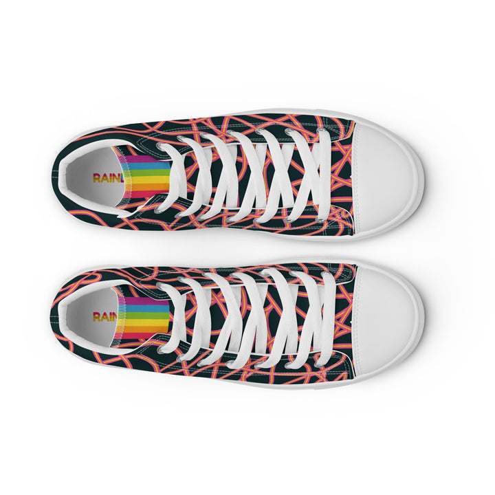 Pink Neon Squiggles High Top Trainers (male sizes) High Tops The Rainbow Stores