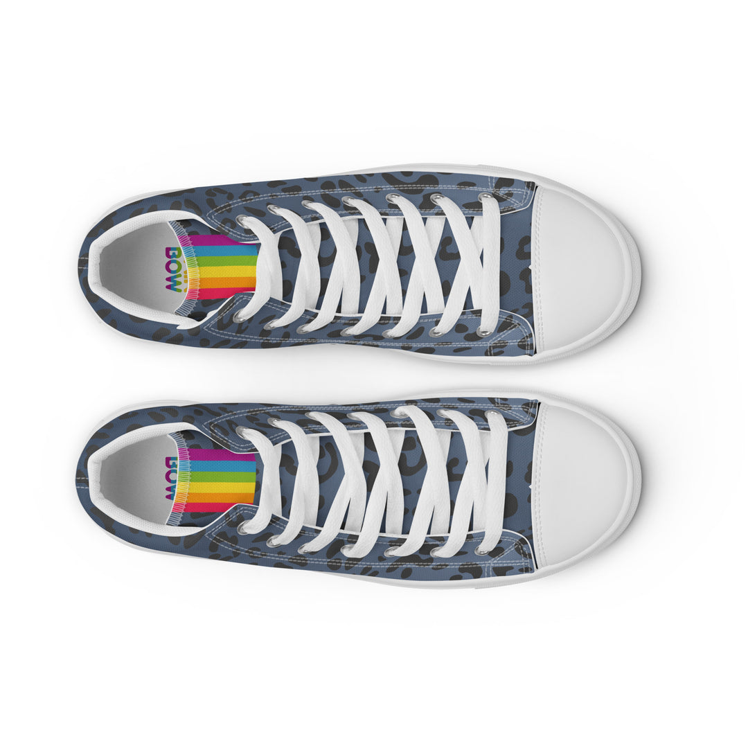 Rainbow Pride Flash Blue Leopard Print High Top Trainers (male sizes) High Tops The Rainbow Stores