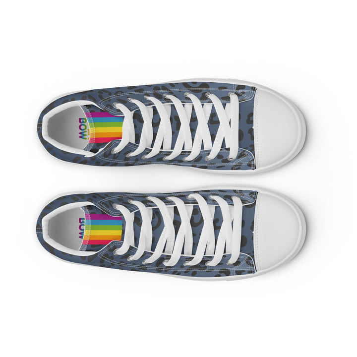 Rainbow Pride Flash Blue Leopard Print High Top Trainers (male sizes) High Tops The Rainbow Stores