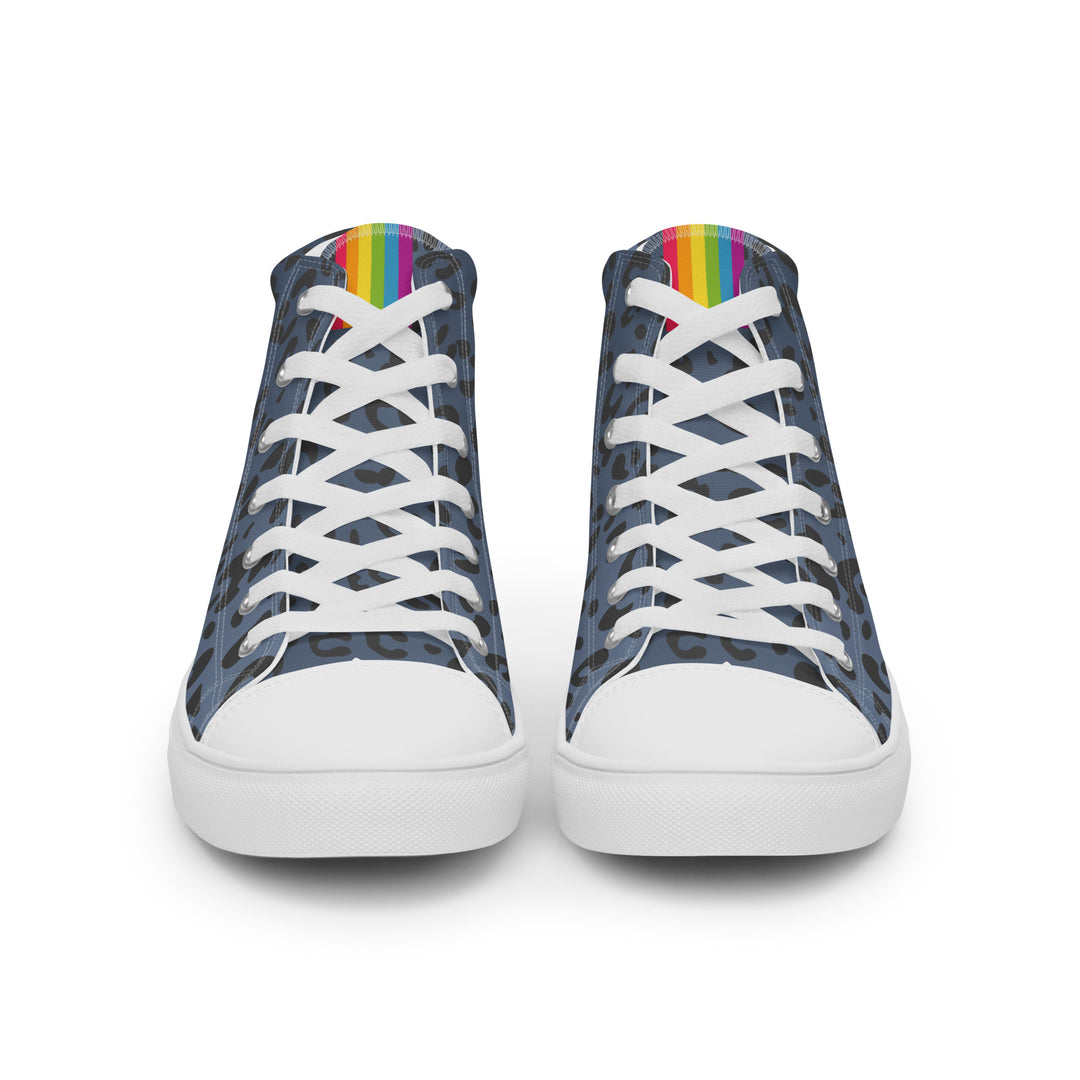 Rainbow Pride Flash Blue Leopard Print High Top Trainers (male sizes) High Tops The Rainbow Stores