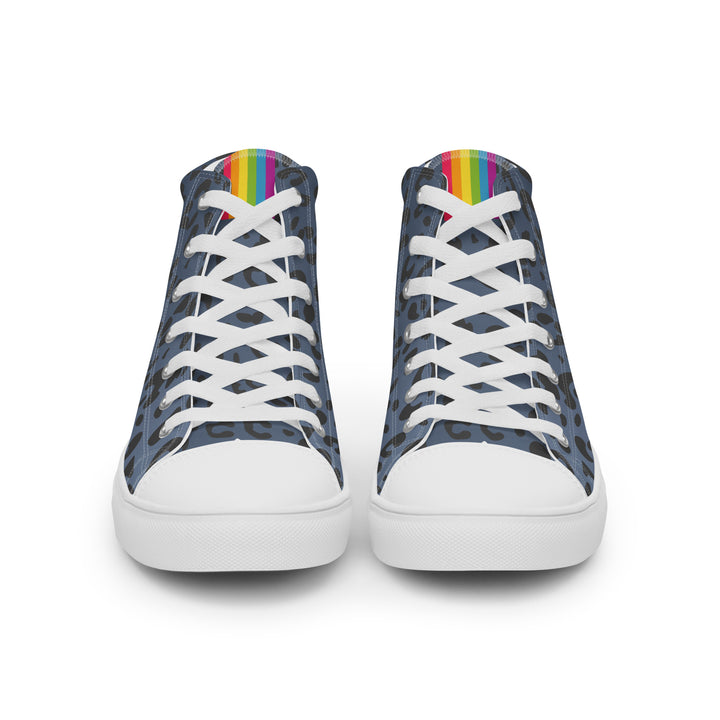 Rainbow Pride Flash Blue Leopard Print High Top Trainers (male sizes) High Tops The Rainbow Stores