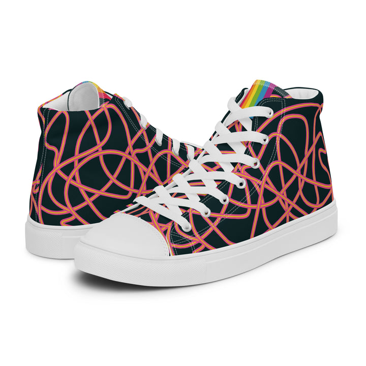 Pink Neon Squiggles High Top Trainers (male sizes) High Tops The Rainbow Stores