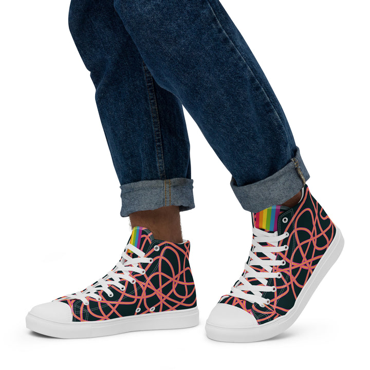 Pink Neon Squiggles High Top Trainers (male sizes) High Tops The Rainbow Stores