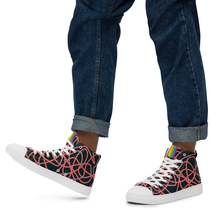 Pink Neon Squiggles High Top Trainers (male sizes) High Tops The Rainbow Stores