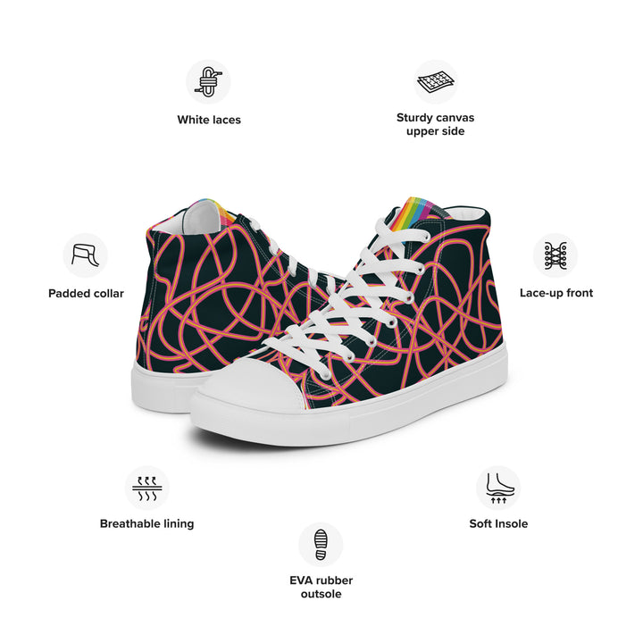 Pink Neon Squiggles High Top Trainers (male sizes) High Tops The Rainbow Stores