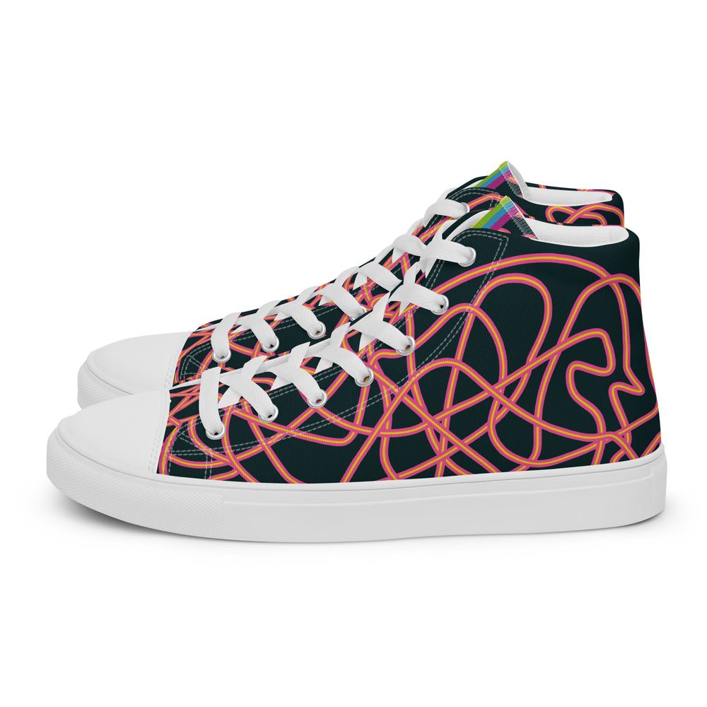 Pink Neon Squiggles High Top Trainers (male sizes) High Tops The Rainbow Stores