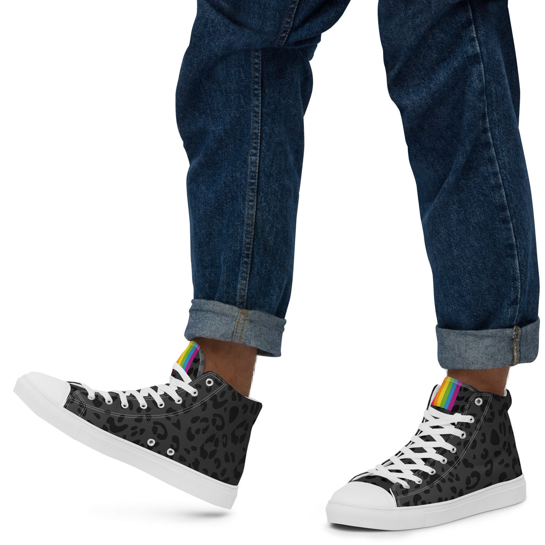 Rainbow Pride Flash Black Leopard High Top Trainers (male sizes) High Tops The Rainbow Stores