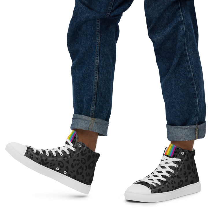 Rainbow Pride Flash Black Leopard High Top Trainers (male sizes) High Tops The Rainbow Stores
