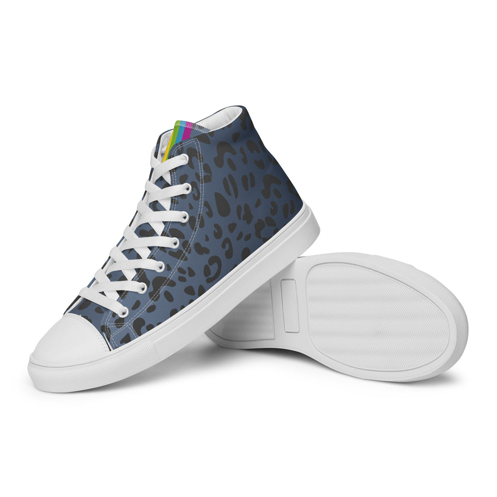 Rainbow Pride Flash Blue Leopard Print High Top Trainers (male sizes) High Tops The Rainbow Stores