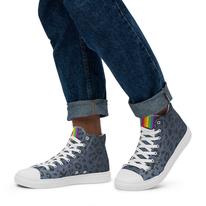 Rainbow Pride Flash Blue Leopard Print High Top Trainers (male sizes) High Tops The Rainbow Stores