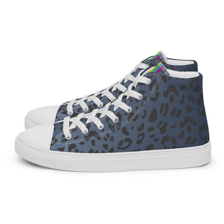 Rainbow Pride Flash Blue Leopard Print High Top Trainers (male sizes) High Tops The Rainbow Stores