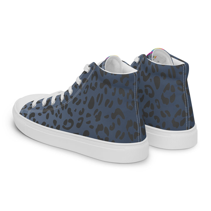 Rainbow Pride Flash Blue Leopard Print High Top Trainers (male sizes) High Tops The Rainbow Stores