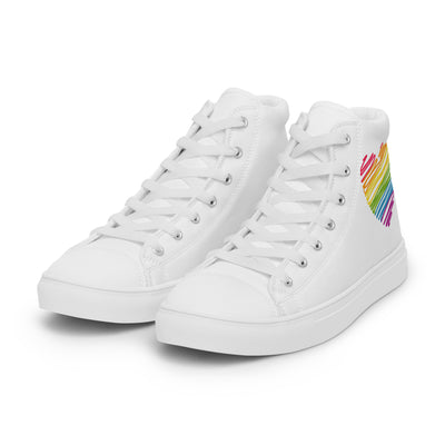 Rainbow Scribble Heart White High Top Trainers (male sizes) High Tops The Rainbow Stores