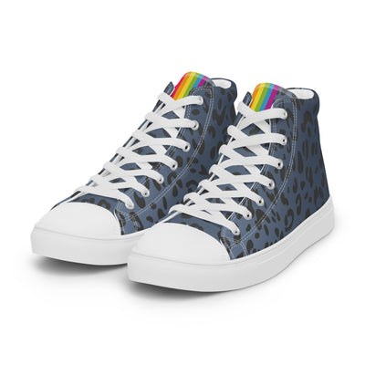 Rainbow Pride Flash Blue Leopard Print High Top Trainers (male sizes) High Tops The Rainbow Stores