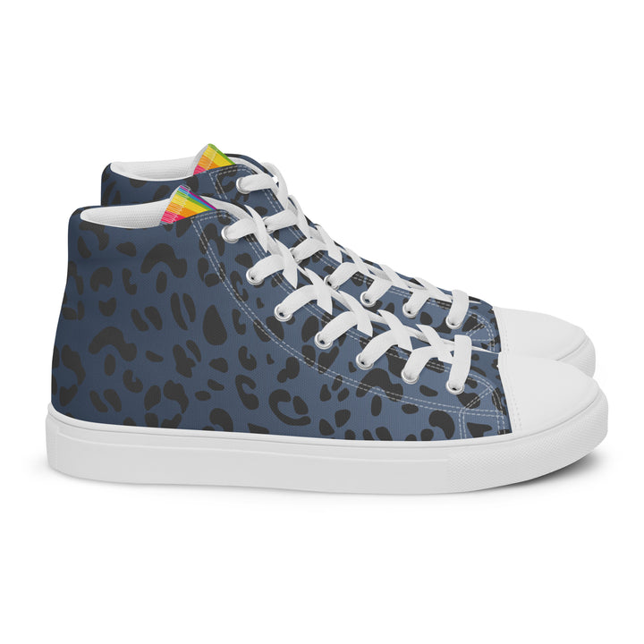 Rainbow Pride Flash Blue Leopard Print High Top Trainers (male sizes) High Tops The Rainbow Stores