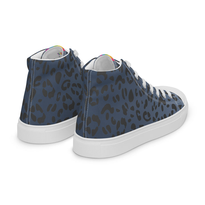 Rainbow Pride Flash Blue Leopard Print High Top Trainers (male sizes) High Tops The Rainbow Stores