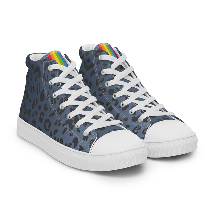 Rainbow Pride Flash Blue Leopard Print High Top Trainers (male sizes) High Tops The Rainbow Stores