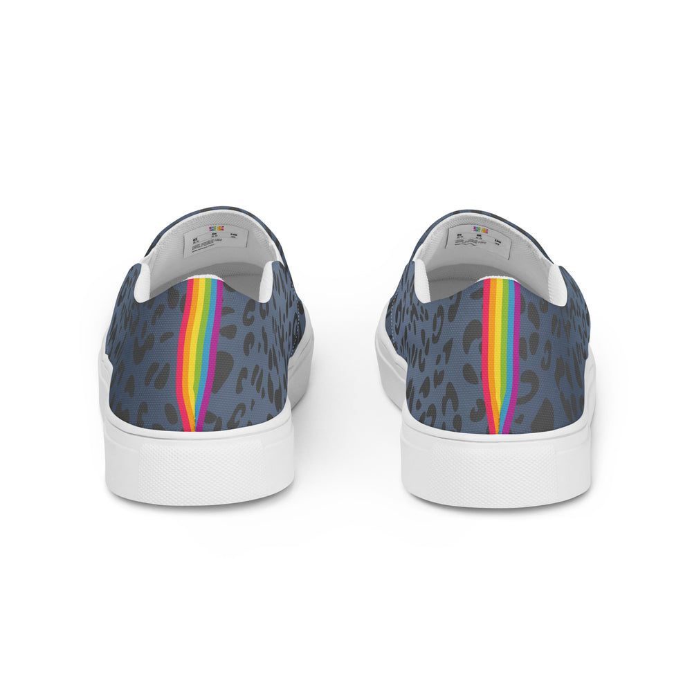 Rainbow Blue Leopard Print Slip-on Canvas Shoes (male sizes) Slip Ons The Rainbow Stores