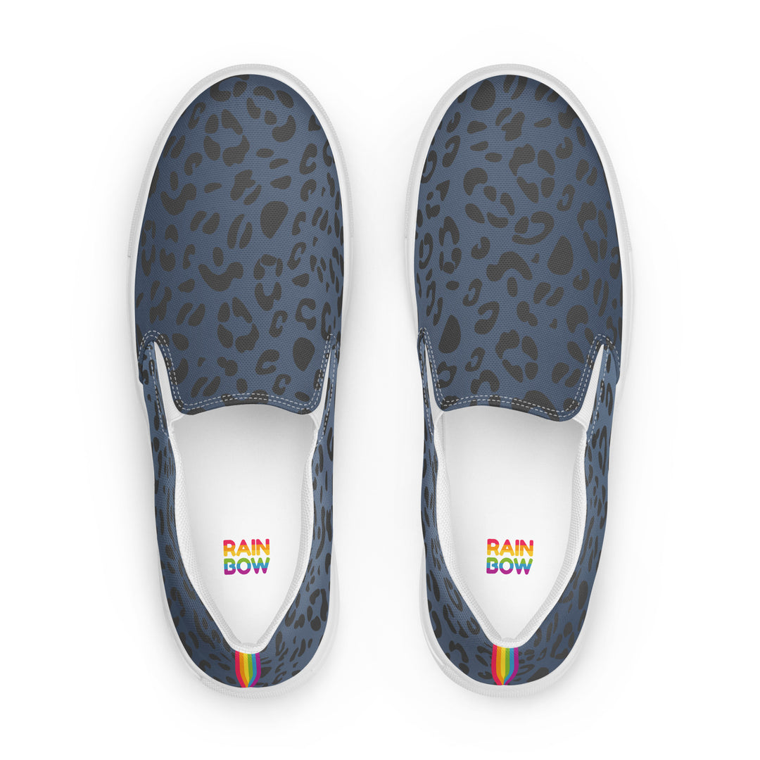 Rainbow Blue Leopard Print Slip-on Canvas Shoes (male sizes) Slip Ons The Rainbow Stores