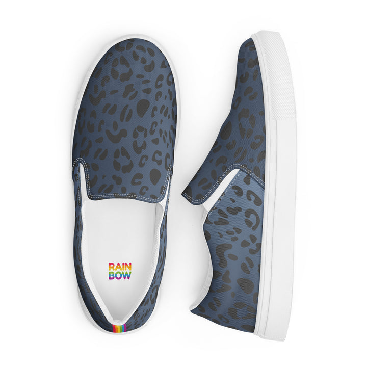Rainbow Blue Leopard Print Slip-on Canvas Shoes (male sizes) Slip Ons The Rainbow Stores