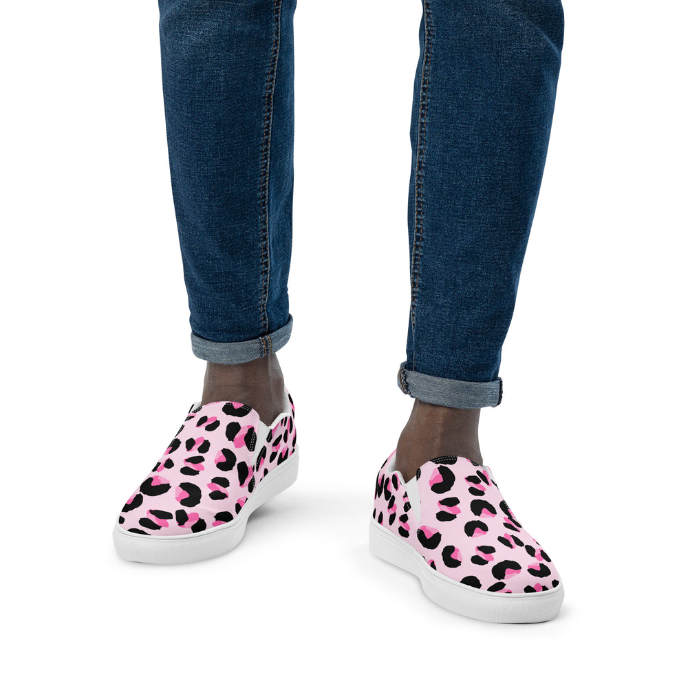 Rainbow Pink Leopard Print Slip-on Shoes (male sizes) Slip Ons The Rainbow Stores