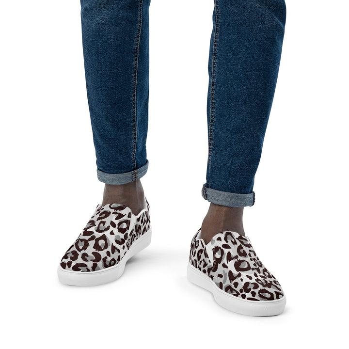 Grey Leopard Print Slip-on Shoes (male sizes) Slip Ons The Rainbow Stores