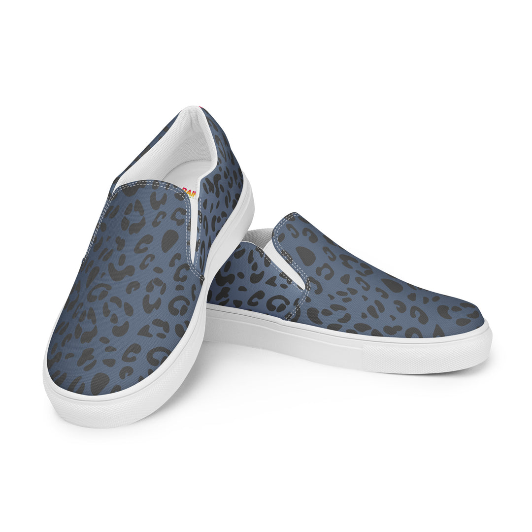 Rainbow Blue Leopard Print Slip-on Canvas Shoes (male sizes) Slip Ons The Rainbow Stores